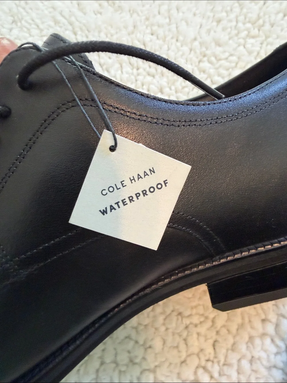 NWT Cole Haan Black Leather Cap-Toe Derby Shoes